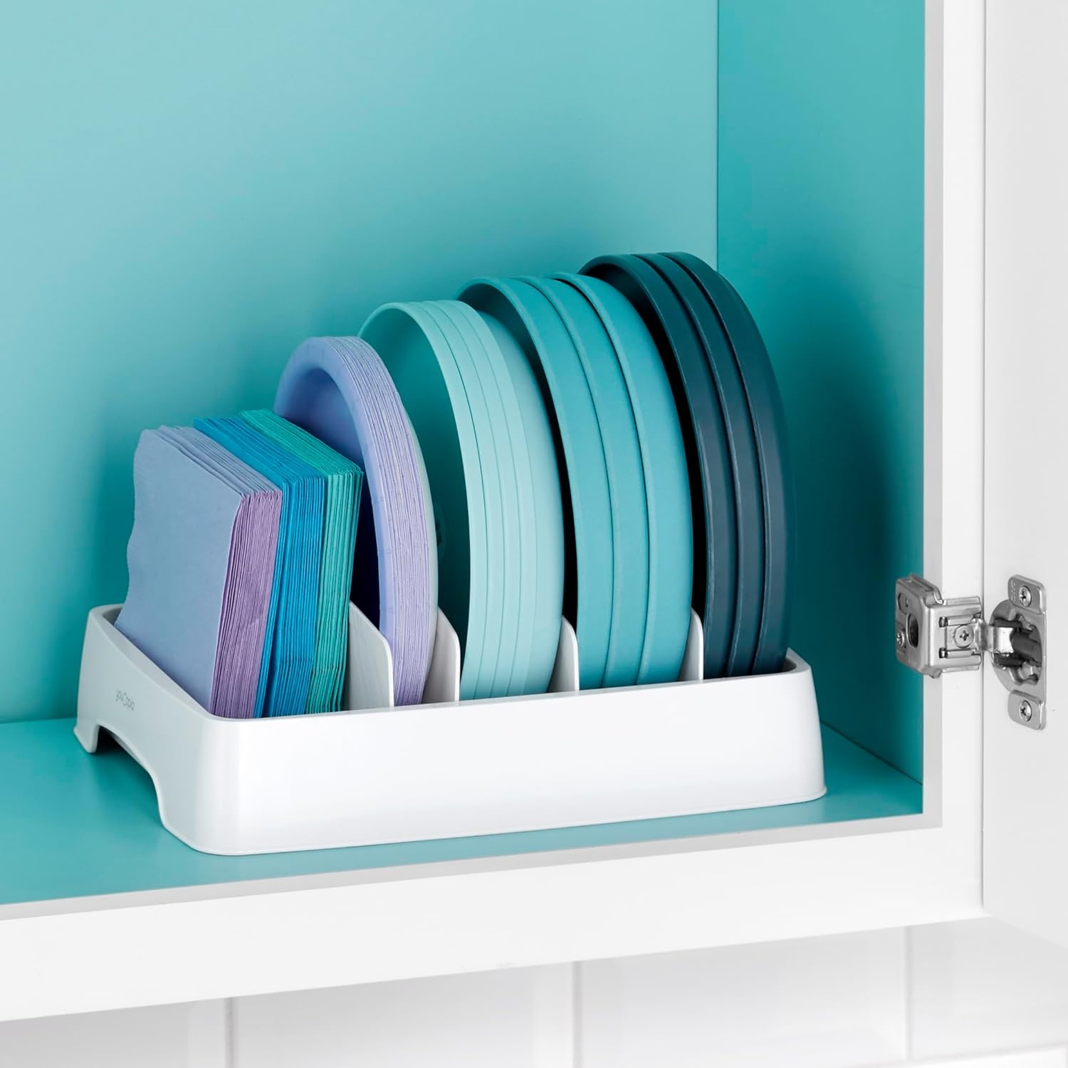 image:imageYouCopia StoraLid Food Container Lid Organizer for Kitchen Cabinet Storage with 5 Adjustable Dividers 105D 134W 33H Large Classic Edition WhiteSmall 2Pack Classic