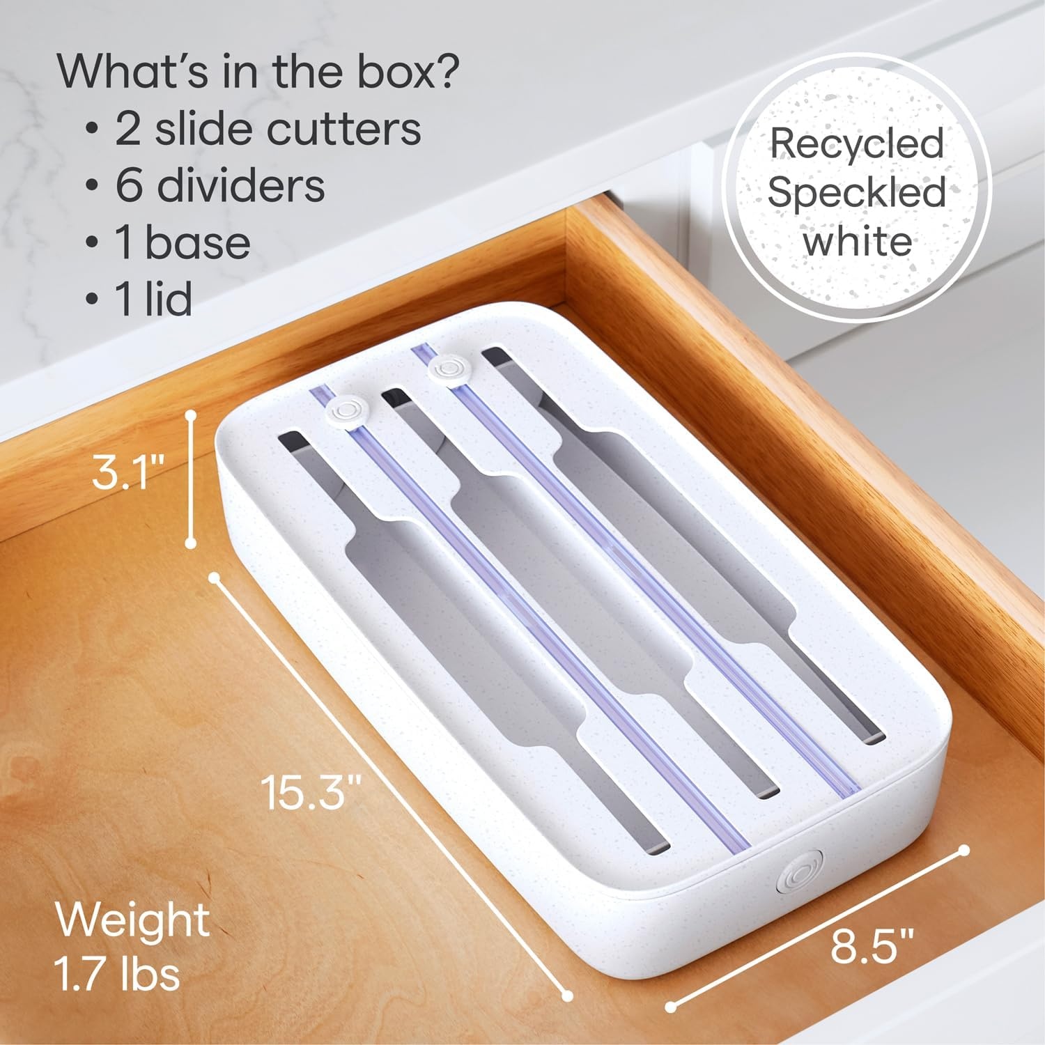 image:imageYouCopia StoraRoll Wrap Dispenser 3in1 Drawer Organizer for Foil Plastic Wrap Parchment and Wax Paper with Safety Cutters and Labels for Kitchen Organization3in1