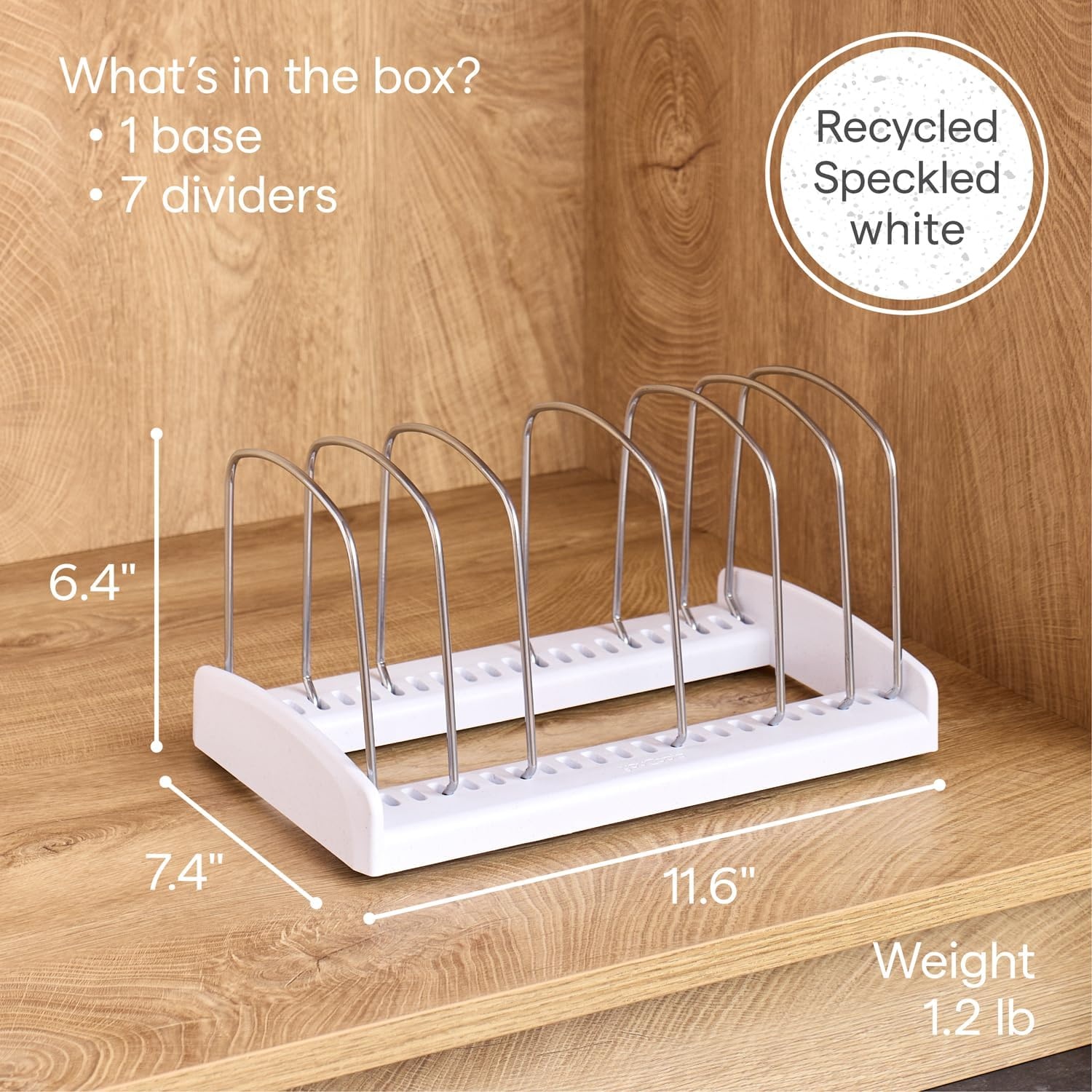 image:imageYouCopia StoreMore Bakeware Rack with Tall Steel Wires Adjustable Pan and Lid Organizer Classic Edition White Alloy Steel amp Plastic 115W x 73D x 64H Customizable ShelfBakeware Rack Premium