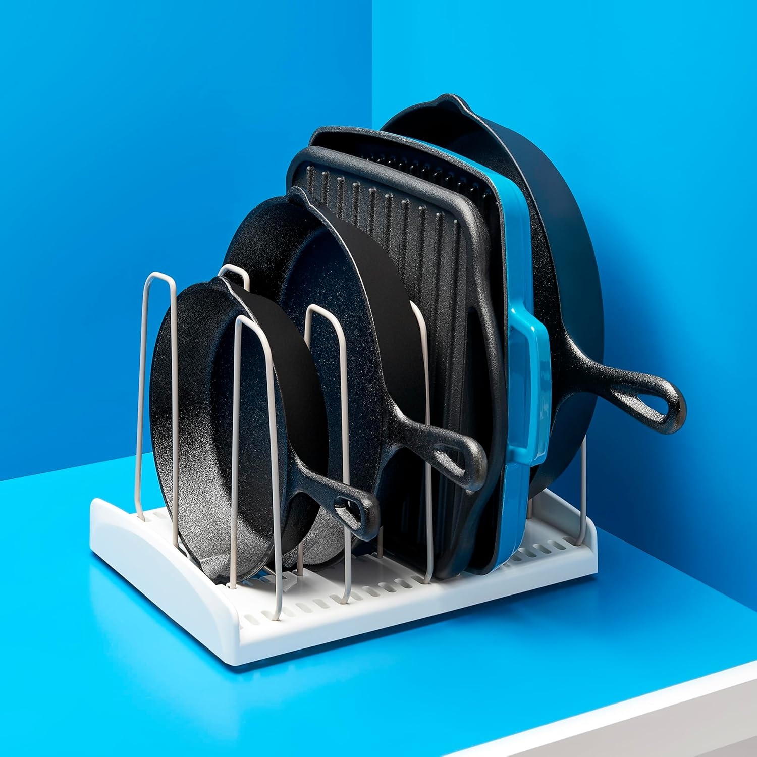 image:imageYouCopia StoreMore Cookware Rack with Tall Steel Wires Adjustable Pan and Lid Organizer for Kitchen Cabinet Storage Classic EditionClassic Edition