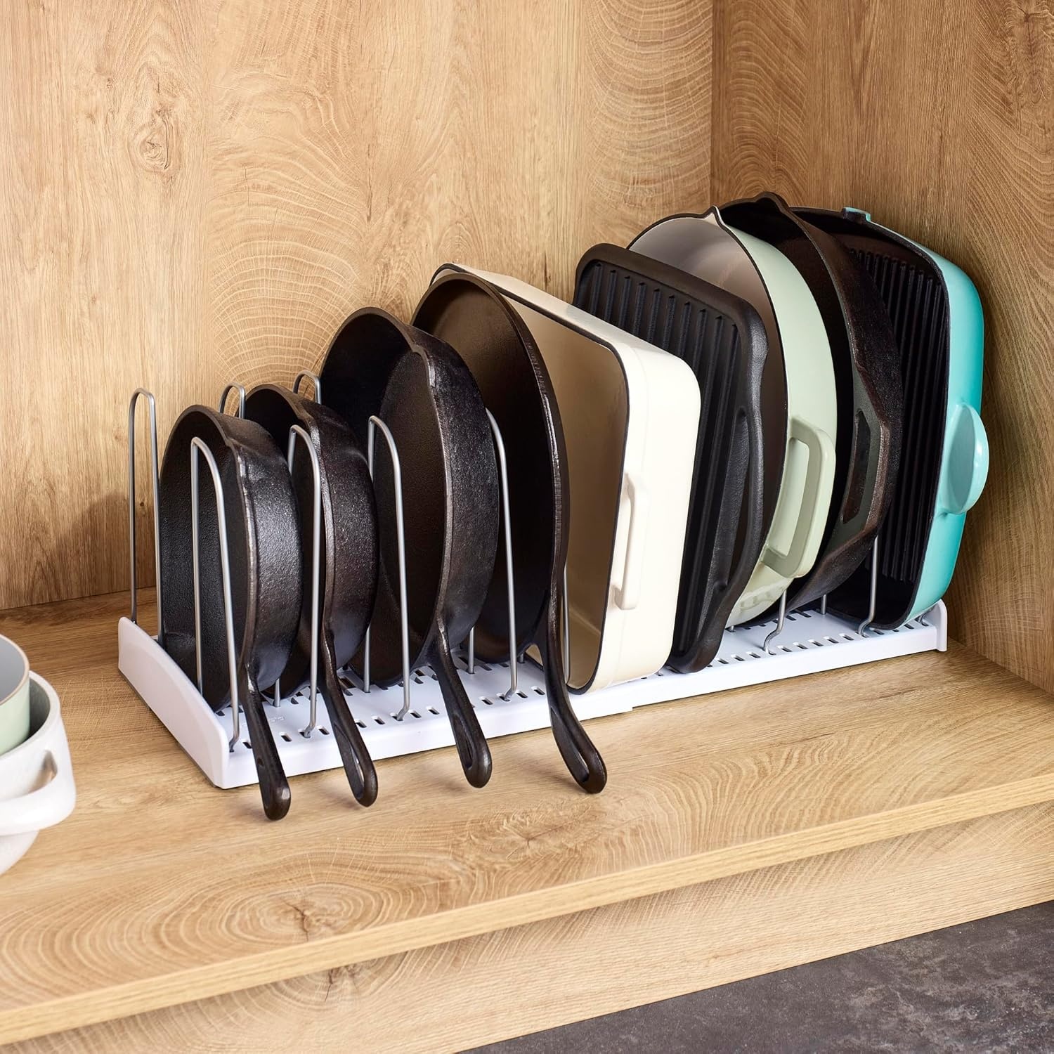 image:imageYouCopia StoreMore Cookware Rack with Tall Steel Wires Adjustable Pan and Lid Organizer for Kitchen Cabinet Storage Classic EditionExpandable Premium