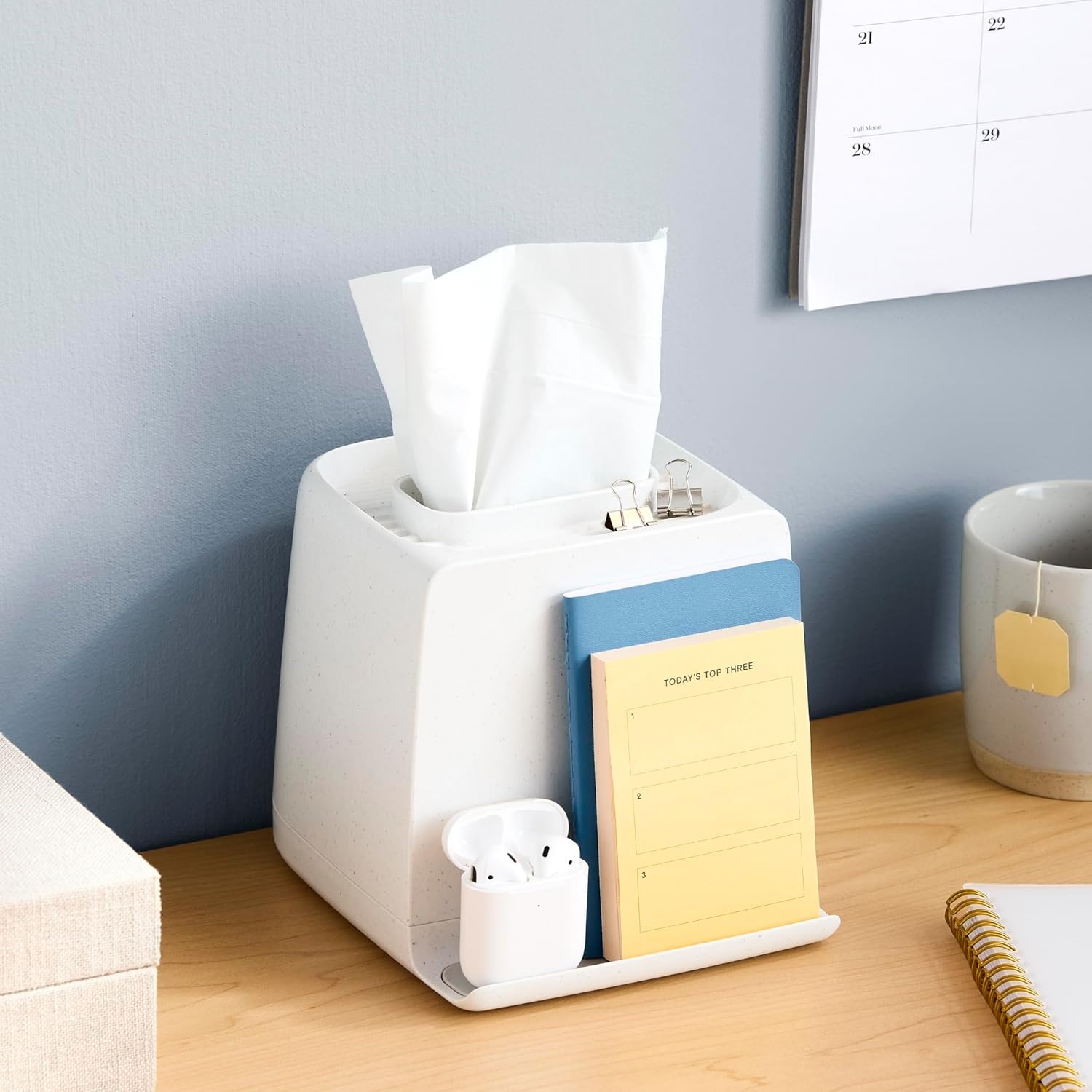image:imageYouCopia The Ledge Tissue Holder Cube Square Box Cover with Storage for Phones Jewelry Makeup and Accessories for Night Stand Desk and Bathroom OrganizationCube