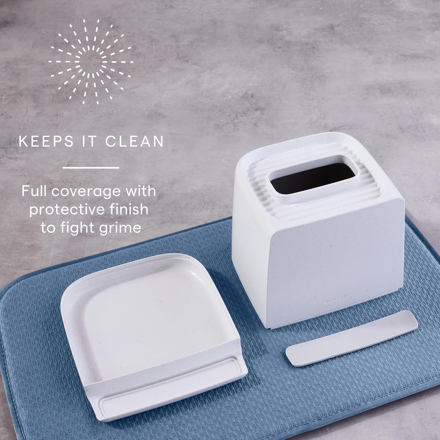 image:imageYouCopia The Ledge Tissue Holder Cube Square Box Cover with Storage for Phones Jewelry Makeup and Accessories for Night Stand Desk and Bathroom OrganizationCube