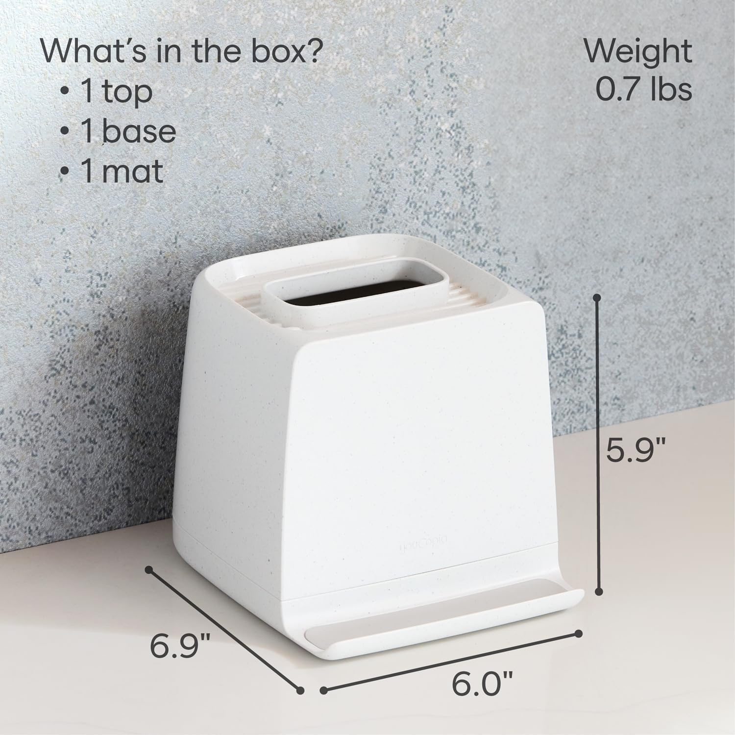 image:imageYouCopia The Ledge Tissue Holder Cube Square Box Cover with Storage for Phones Jewelry Makeup and Accessories for Night Stand Desk and Bathroom OrganizationCube