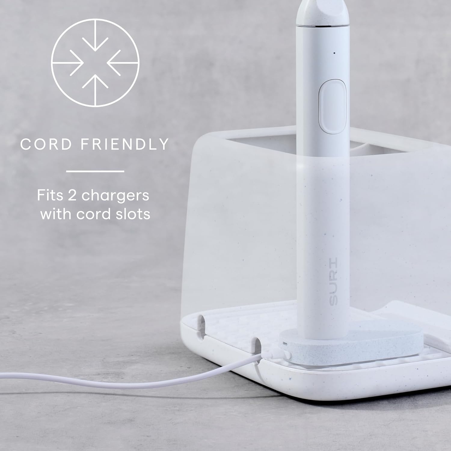 image:imageYouCopia The Ledge Toothbrush Holder 3Slot Bathroom Vanity Counter Organizer with Cord Slots Removable Base and Storage for Phones Toothpaste and Accessories2Slot