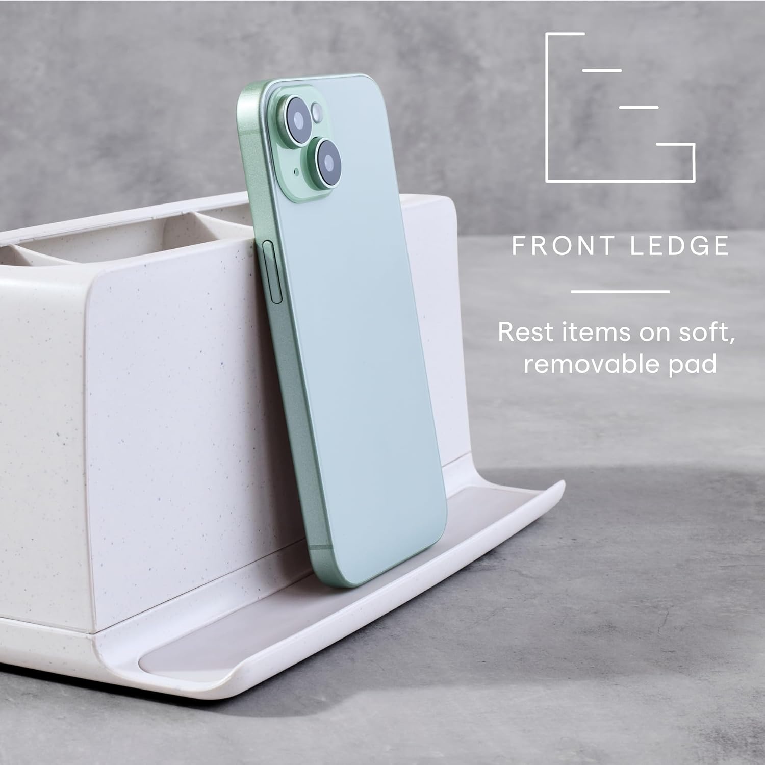 image:imageYouCopia The Ledge Toothbrush Holder 3Slot Bathroom Vanity Counter Organizer with Cord Slots Removable Base and Storage for Phones Toothpaste and Accessories3Slot