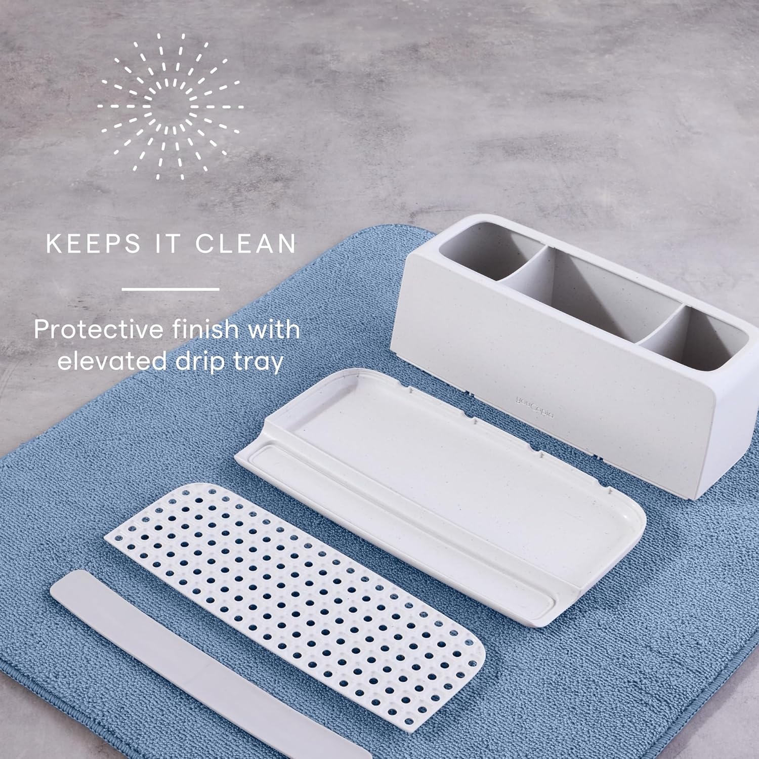 image:imageYouCopia The Ledge Toothbrush Holder 3Slot Bathroom Vanity Counter Organizer with Cord Slots Removable Base and Storage for Phones Toothpaste and Accessories3Slot
