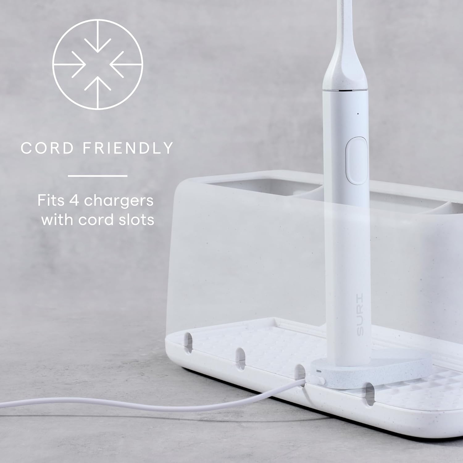 image:imageYouCopia The Ledge Toothbrush Holder 3Slot Bathroom Vanity Counter Organizer with Cord Slots Removable Base and Storage for Phones Toothpaste and Accessories3Slot