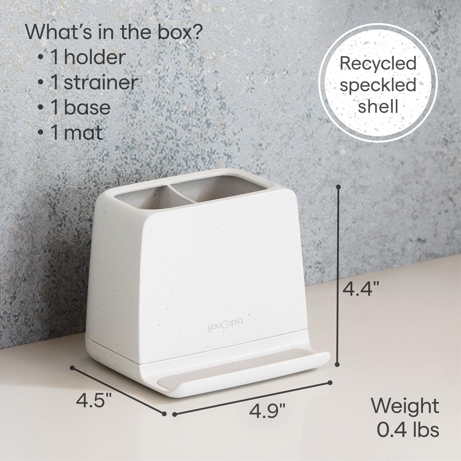 image:imageYouCopia The Ledge Toothbrush Holder 3Slot Bathroom Vanity Counter Organizer with Cord Slots Removable Base and Storage for Phones Toothpaste and Accessories2Slot