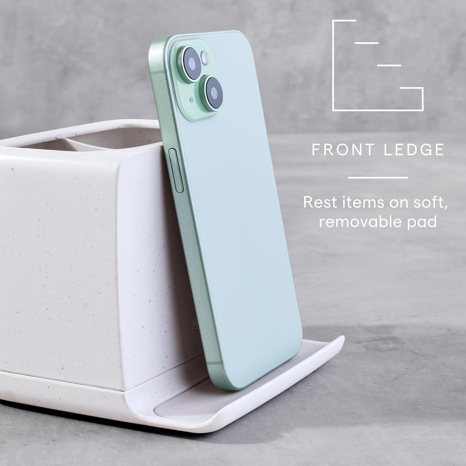 image:imageYouCopia The Ledge Toothbrush Holder 3Slot Bathroom Vanity Counter Organizer with Cord Slots Removable Base and Storage for Phones Toothpaste and Accessories2Slot