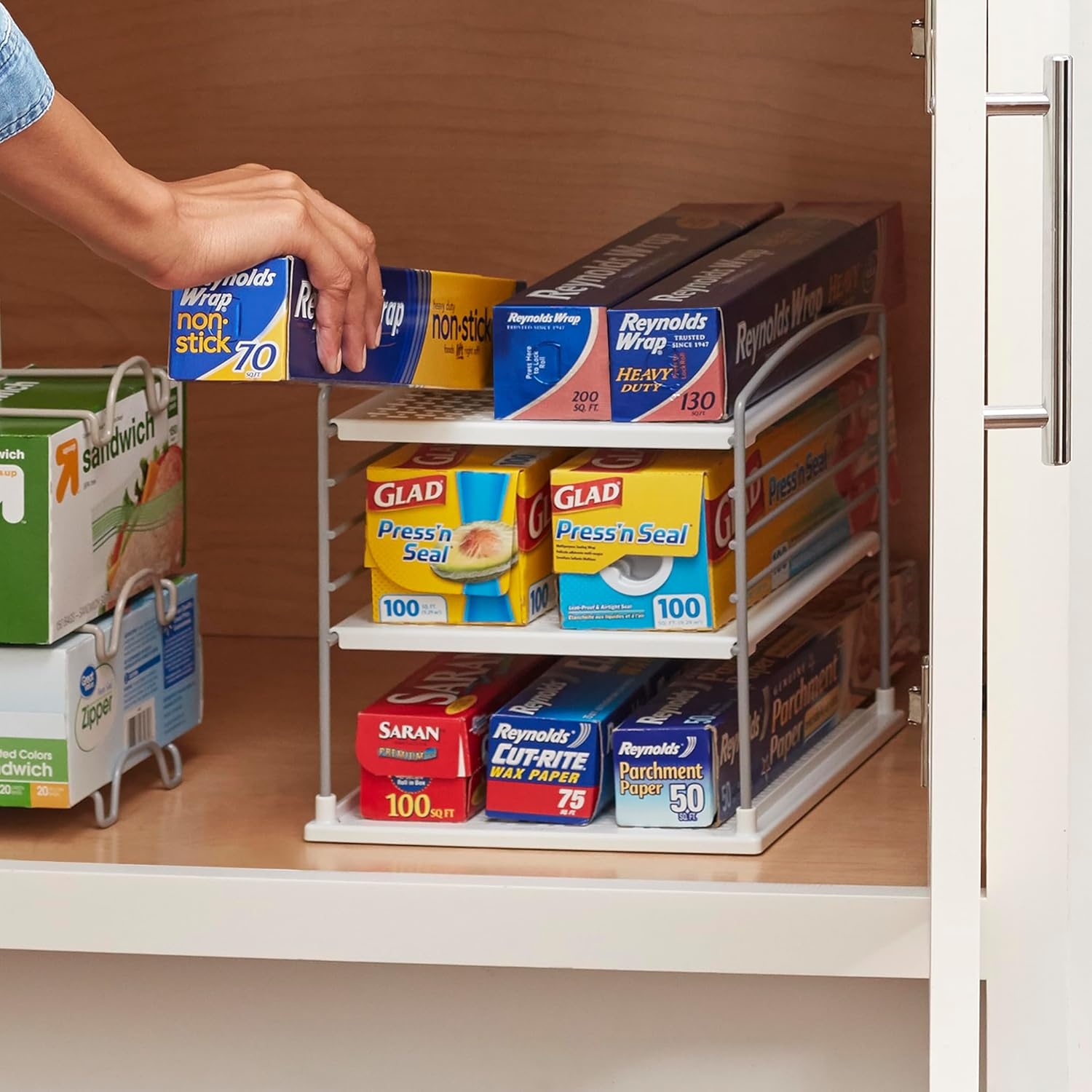 image:imageYouCopia UpSpace Adjustable Box Organizer for Foil Wrap and Kitchen Cabinet Storage Original WhiteSmall