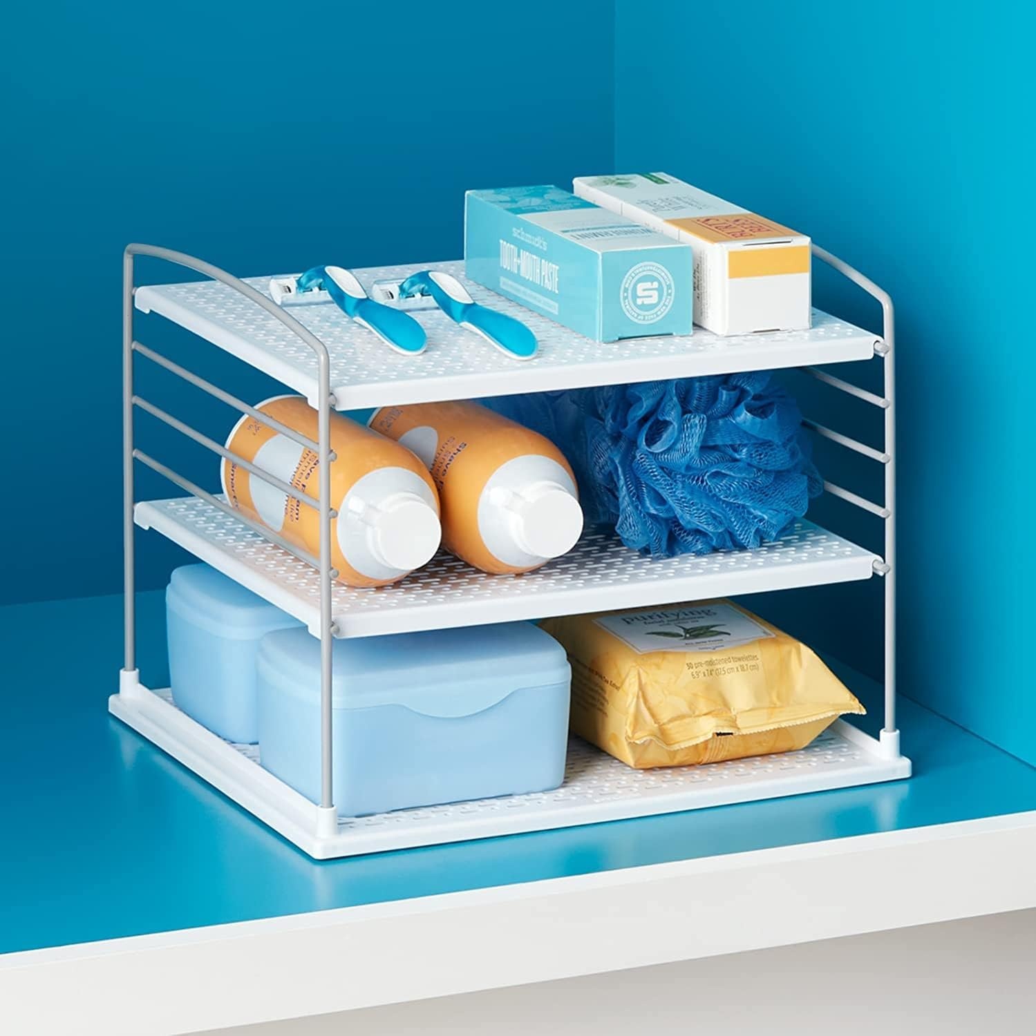image:imageYouCopia UpSpace Cabinet Box Organizer Adjustable Kitchen and Pantry Shelf for Plastic Wrap and Foil Storage Extra Large WhiteGray Matte