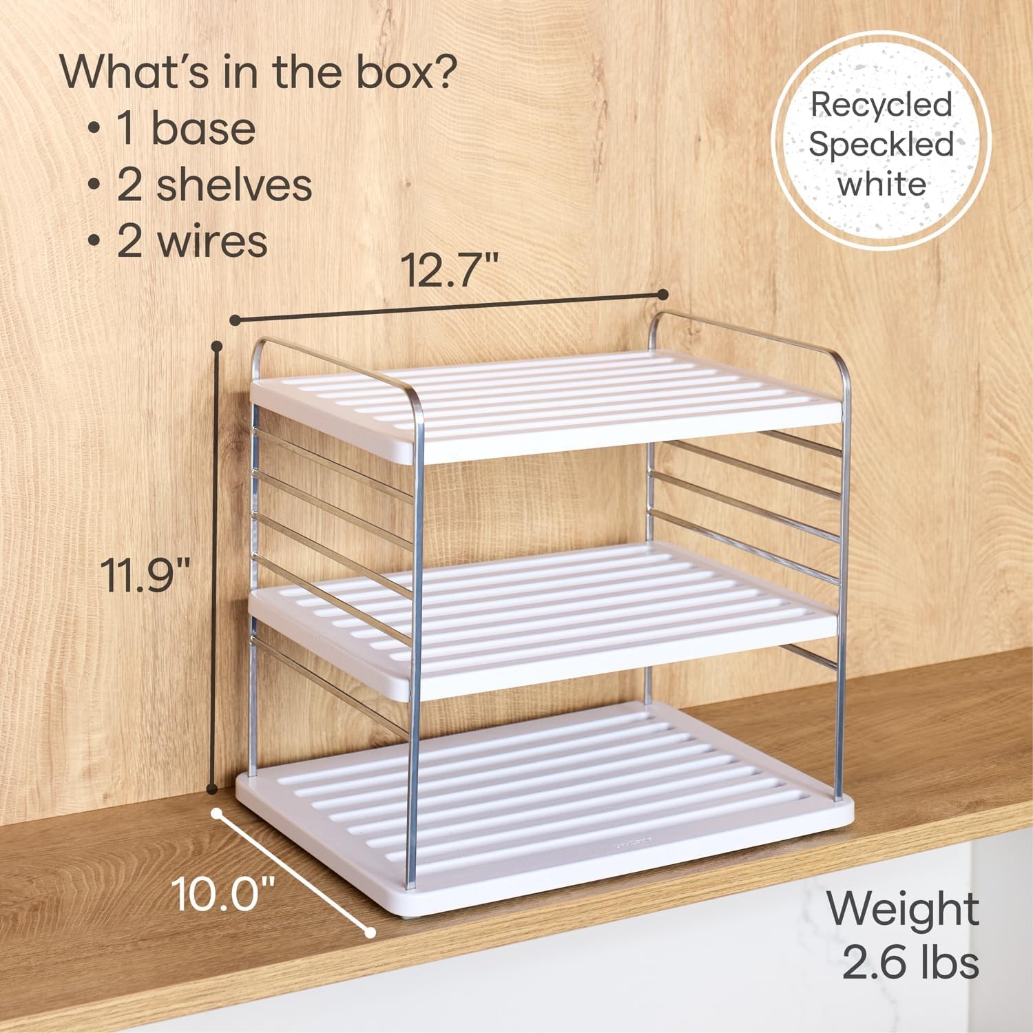 image:imageYouCopia UpSpace Cabinet Box Organizer Adjustable Kitchen and Pantry Shelf for Plastic Wrap and Foil Storage Extra Large WhiteSilver Metallic