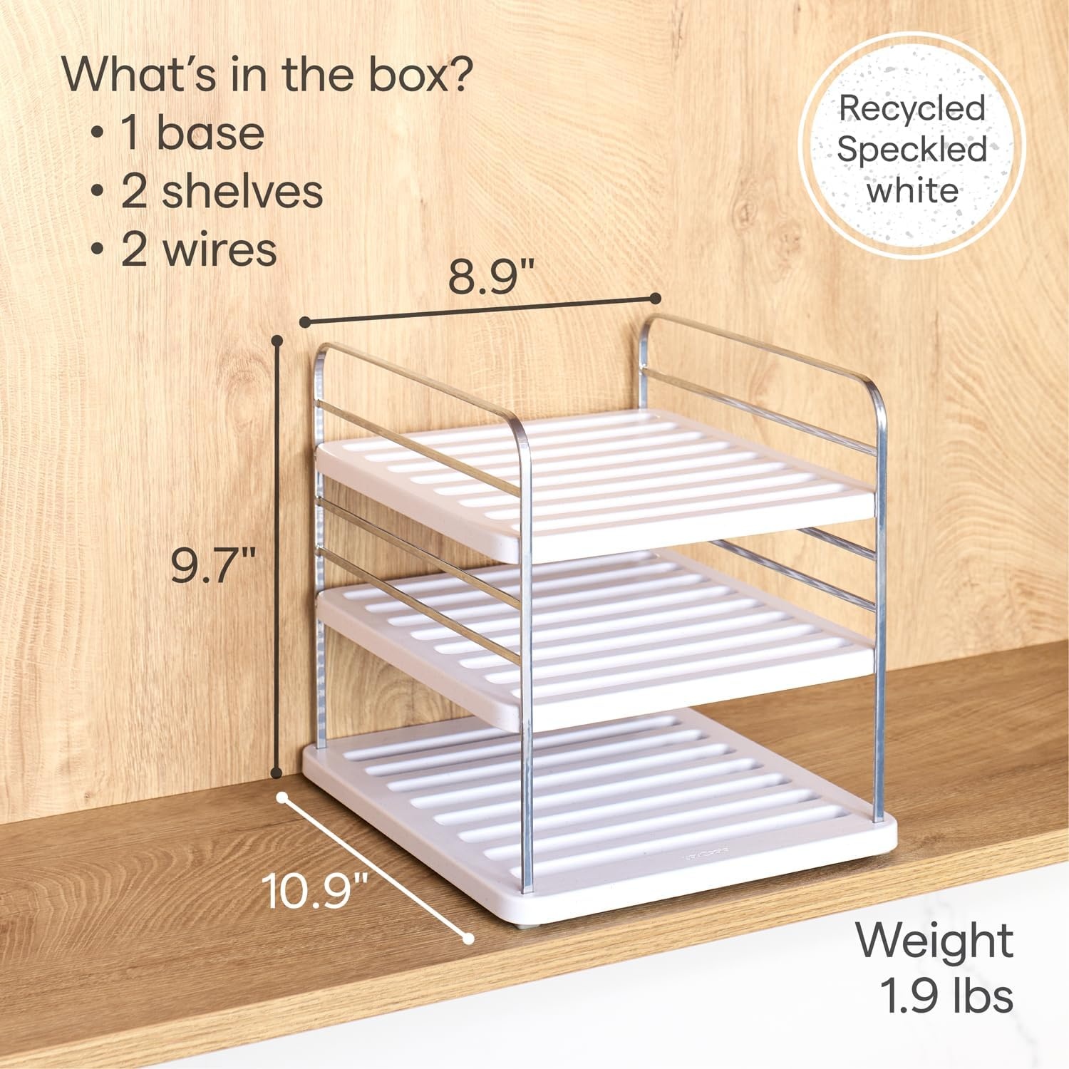 image:imageYouCopia UpSpace Cabinet Box Organizer Adjustable Kitchen and Pantry Shelf for Plastic Wrap and Foil Storage Extra Large WhiteSilver Metallic