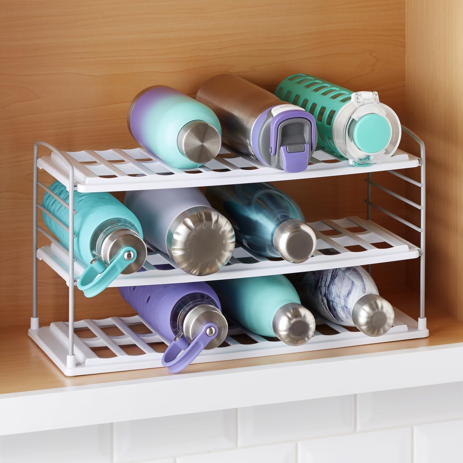 image:imageYouCopia UpSpace Water Bottle and Travel Mug Cabinet Organizer Adjustable Storage Rack for 40 oz Stanley Tumblers 12 Bottle Premium EditionGray Matte