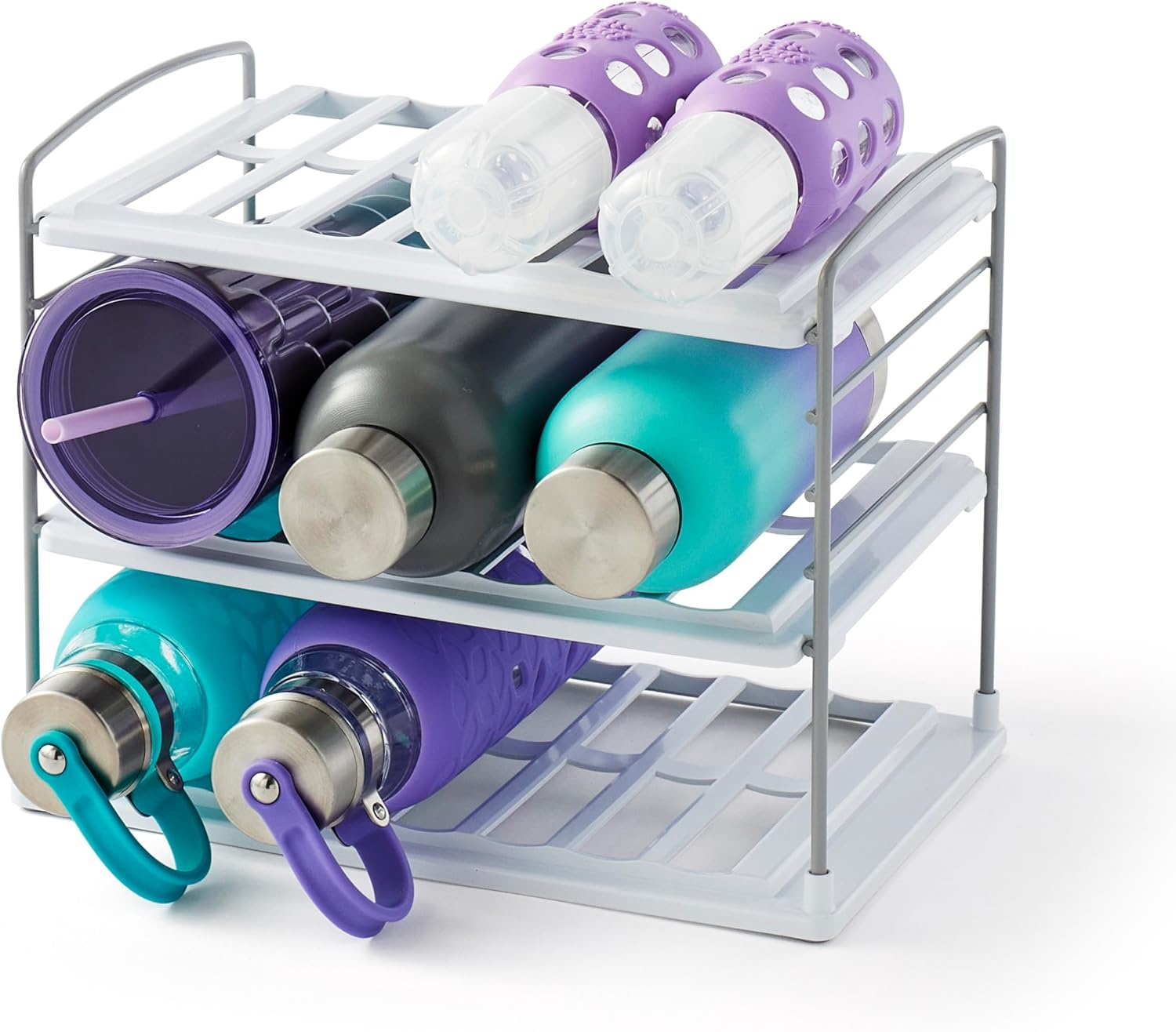 image:imageYouCopia UpSpace Water Bottle and Travel Mug Cabinet Organizer Adjustable Storage Rack for 40 oz Stanley Tumblers 12 Bottle Premium EditionGray Matte