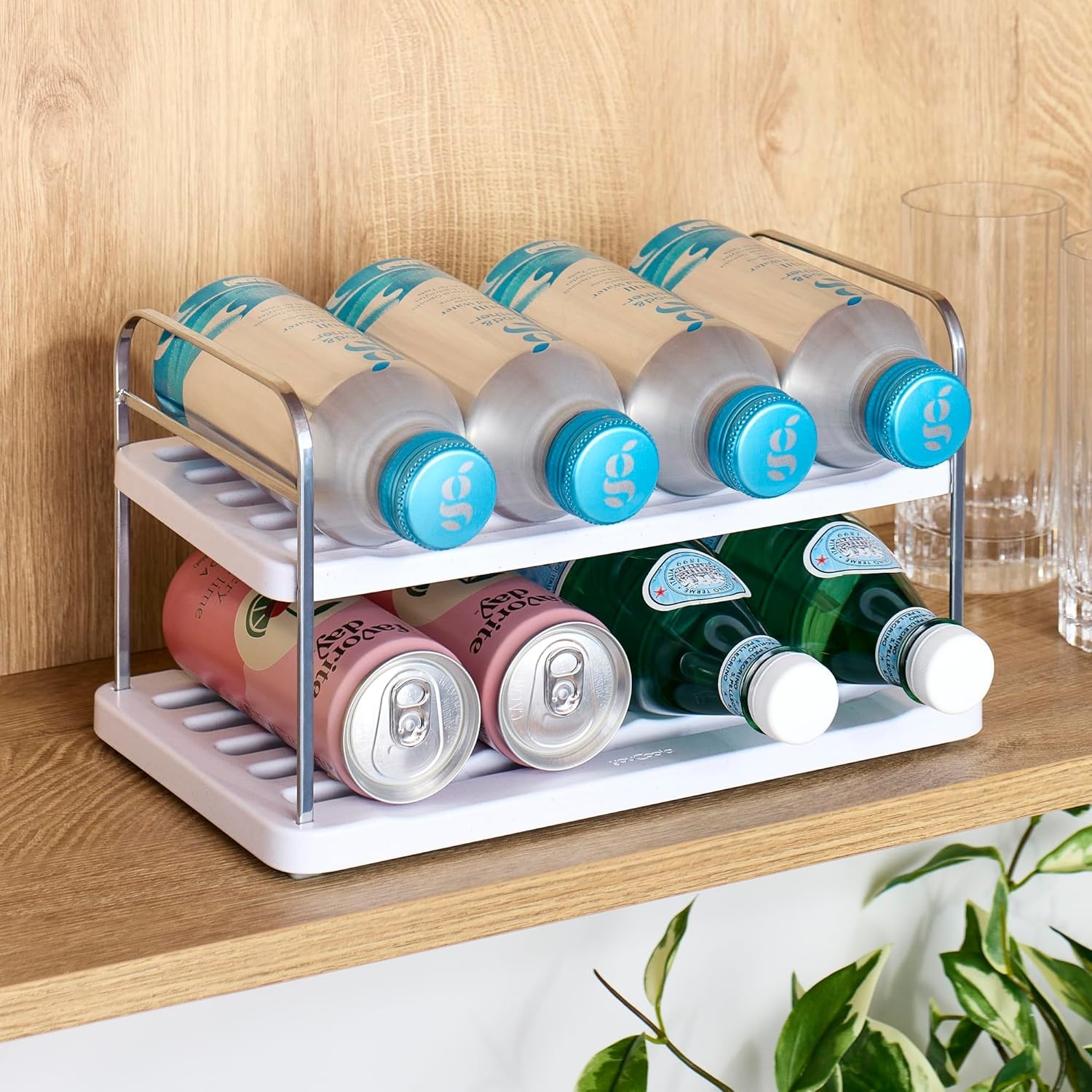 image:imageYouCopia UpSpace Water Bottle and Travel Mug Cabinet Organizer Adjustable Storage Rack for 40 oz Stanley Tumblers 12 Bottle Premium EditionSilver Metallic