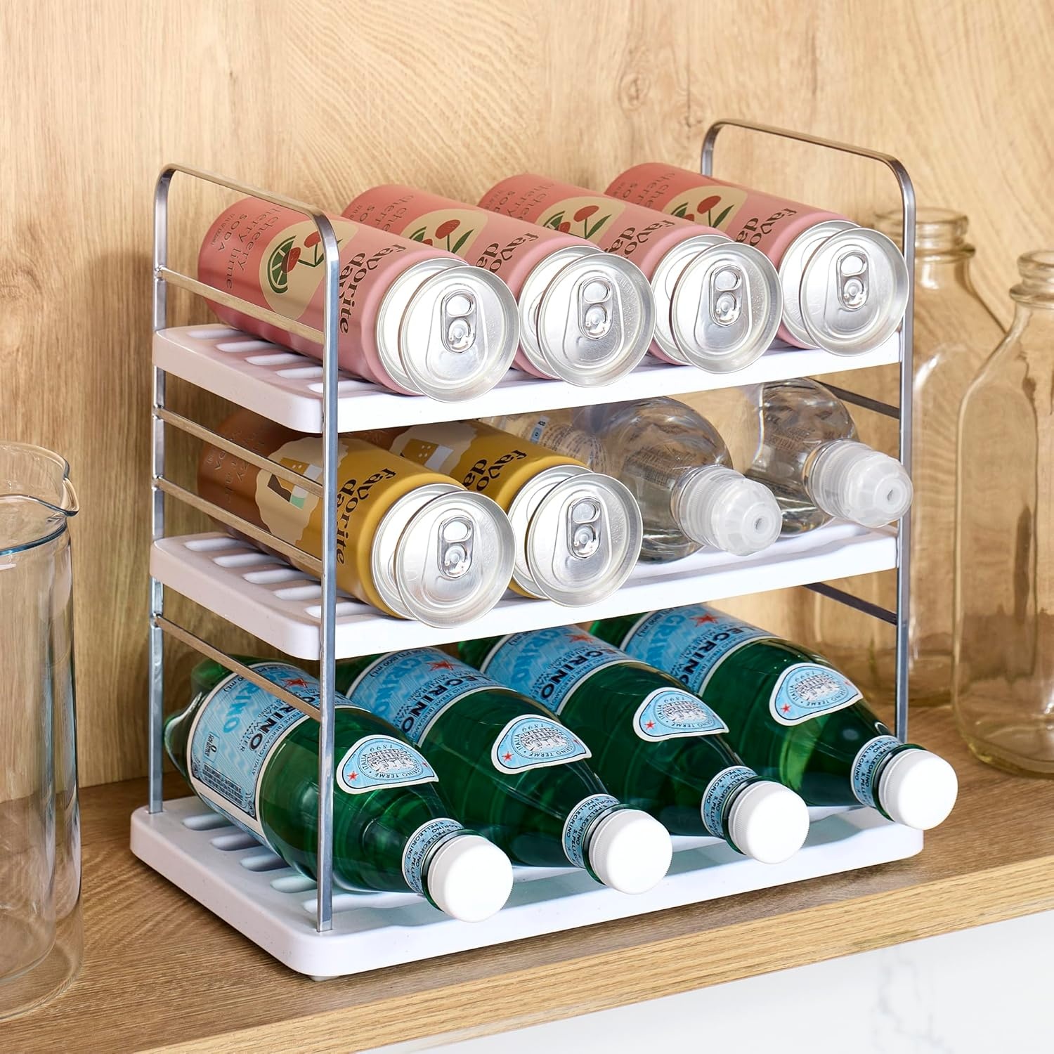 image:imageYouCopia UpSpace Water Bottle and Travel Mug Cabinet Organizer Adjustable Storage Rack for 40 oz Stanley Tumblers 12 Bottle Premium EditionSilver Metallic