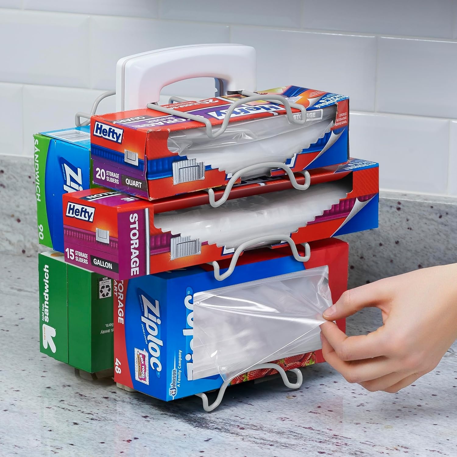 image:imageYouCopia WrapStand Adjustable Kitchen Wrap Foil and Bag Box Organizer for Kitchen Cabinet and Pantry Storage White