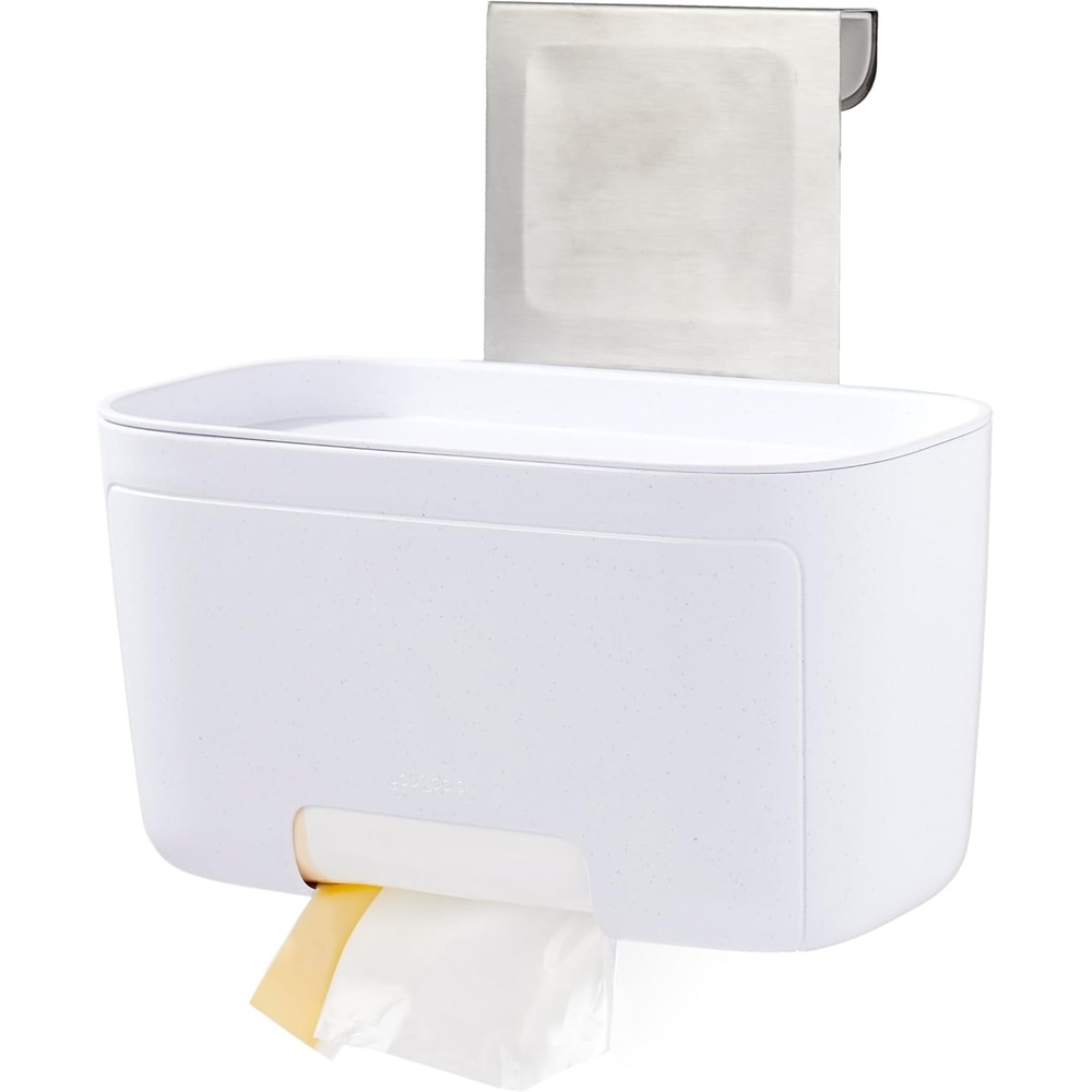 image:imageYouCopia DoorStash Garbage Bag Dispenser Hanging Kitchen Cabinet Door Trash Bag Organizer with Removable Lid for Storage Speckled WhiteGarbage Bag Dispenser