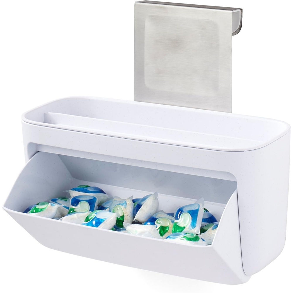 image:imageYouCopia DoorStash Garbage Bag Dispenser Hanging Kitchen Cabinet Door Trash Bag Organizer with Removable Lid for Storage Speckled WhitePod Holder