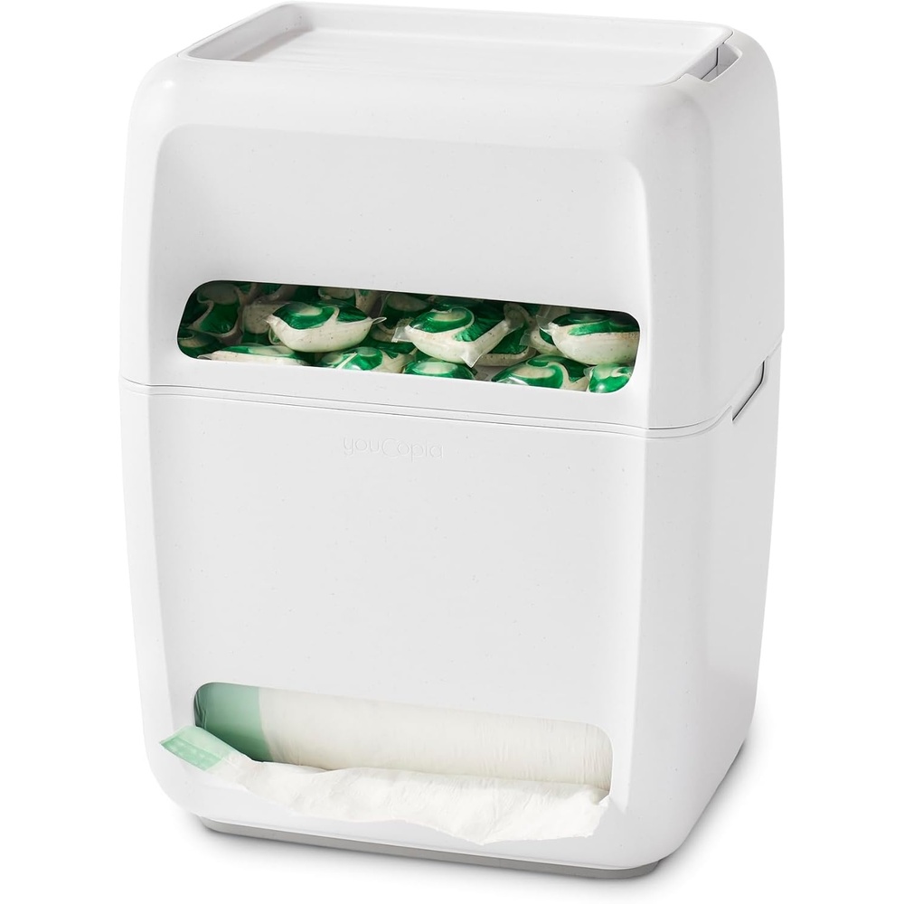 image:imageYouCopia SinkSuite Trash Bag Dispenser Standing Garbage Bag Organizer with Removable Lid and Cradle for Storage Speckled WhiteBag Pod Dispenser