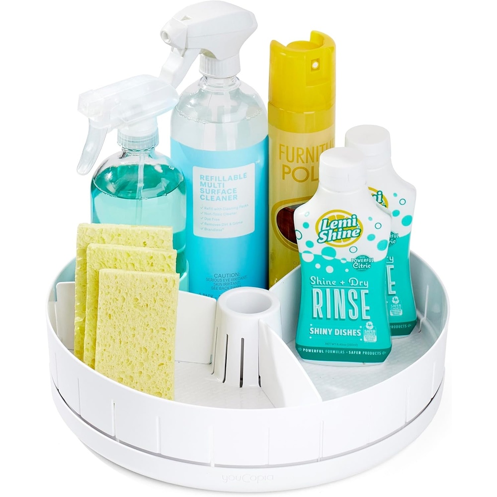 image:imageYouCopia SinkSuite Under Sink Turntable with Adjustable Dividers Lazy Susan Organizer for Kitchen or Bathroom Storage WhiteOne Size