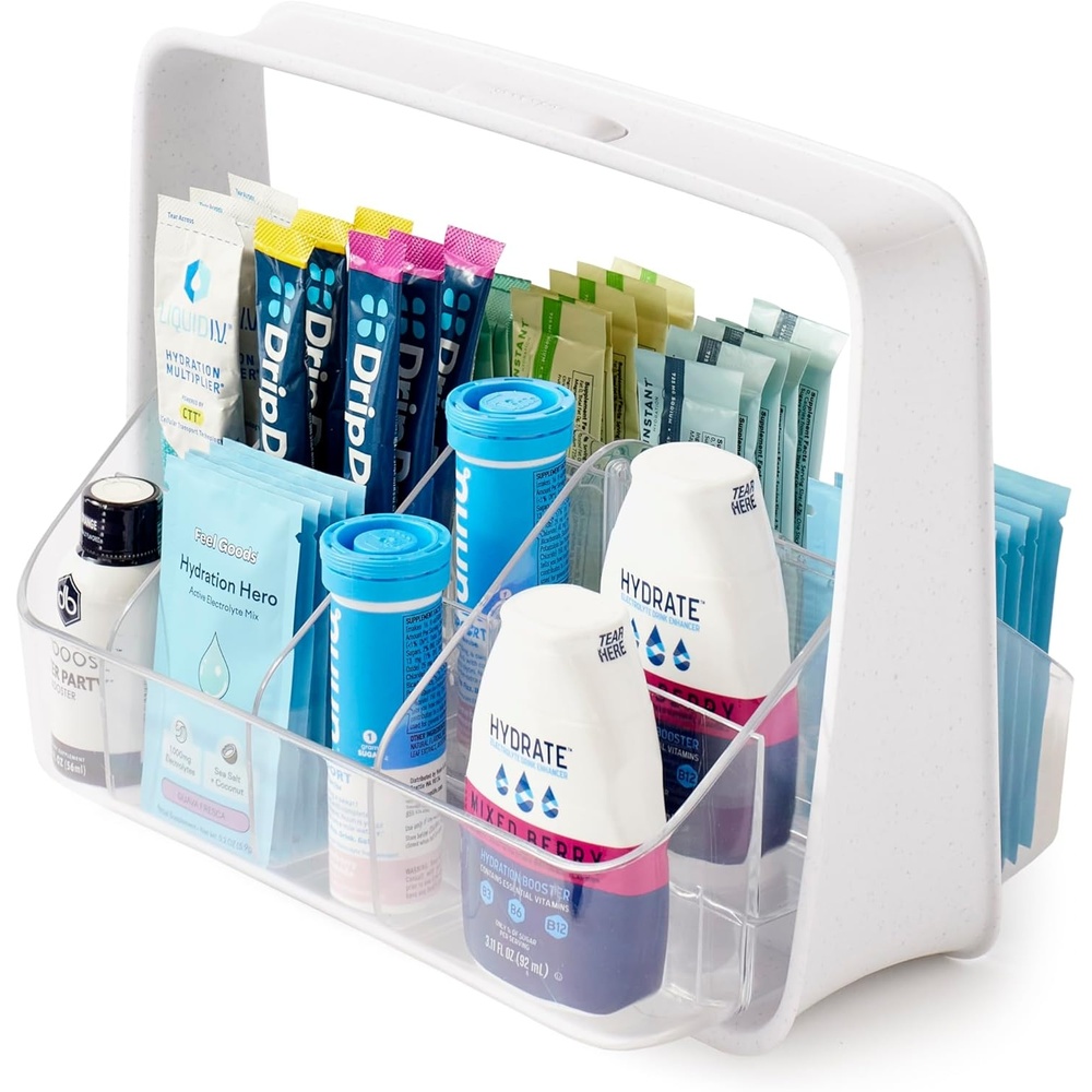 image:imageYouCopia SipStation Hydration Caddy Hydration Packet Storage Adjustable Electrolyte Powder Organizer Speckled WhiteHydration Caddy