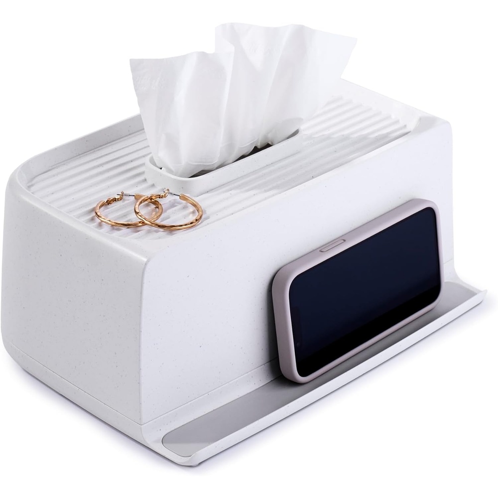 image:imageYouCopia The Ledge Tissue Holder Cube Square Box Cover with Storage for Phones Jewelry Makeup and Accessories for Night Stand Desk and Bathroom OrganizationRectangular