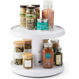 image:imageYouCopia Crazy Susan Lazy Susan Organizer 6 BPAFree Removable Clear Bins with Handles Rotating Storage Turntable for Kitchen Cabinet Pantry and Bathroom OrganizationWhiteTwo Tier