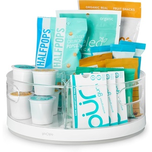 image:imageYouCopia Crazy Susan TwoTier Turntable HeightAdjustable Lazy Susan Organizer for Kitchen Cabinet and Pantry Organization and Storage White3 Bins