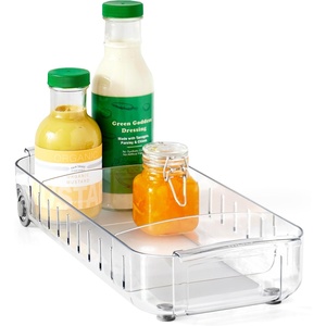 image:imageYouCopia RollOut Fridge Caddy BPAFree Clear Rolling Refrigerator Organizer Bin with Adjustable Dividers and Handles 9 WideClear