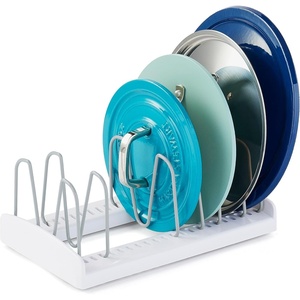 image:imageYouCopia StoreMore Bakeware Rack with Tall Steel Wires Adjustable Pan and Lid Organizer Classic Edition  White Alloy Steel amp Plastic 115W x 73D x 64H Customizable ShelfLid Holder Classic