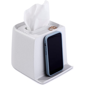 image:imageYouCopia The Ledge Tissue Holder Cube Square Box Cover with Storage for Phones Jewelry Makeup and Accessories for Night Stand Desk and Bathroom OrganizationCube