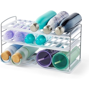 image:imageYouCopia UpSpace Water Bottle and Travel Mug Cabinet Organizer Adjustable Storage Rack for 40 oz Stanley Tumblers 12 Bottle Premium EditionGray Matte
